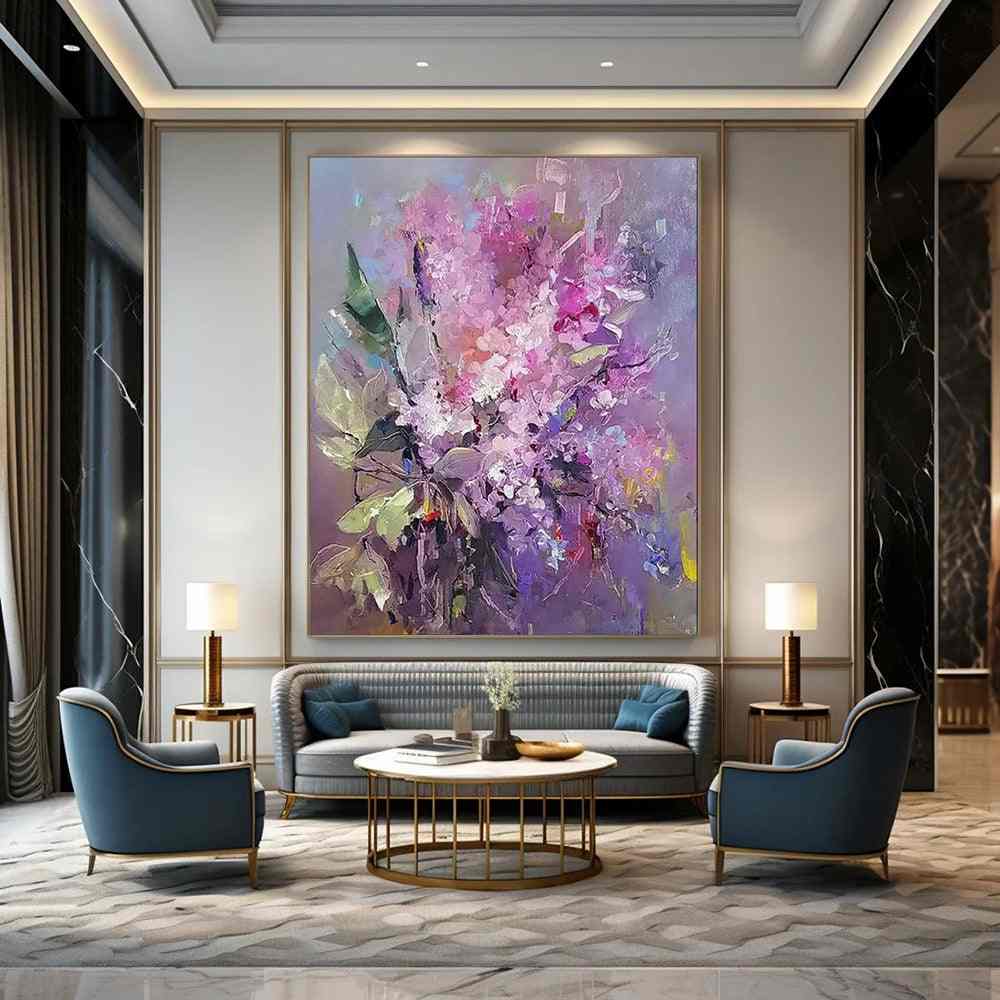 purple floral wall art